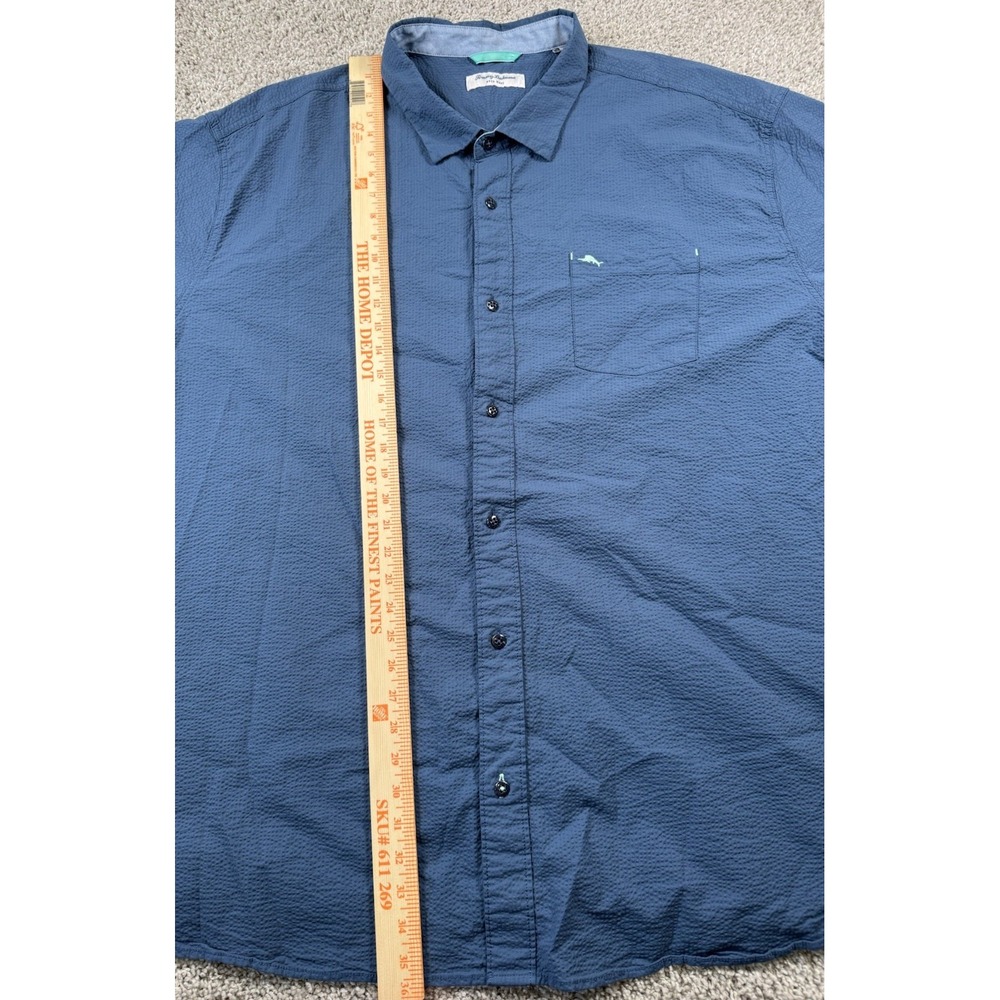 Tommy Bahama Nova Wave Mens Seersucker Shirt Blue Button Short Sleeve Big 4XLB - Picture 8 of 8